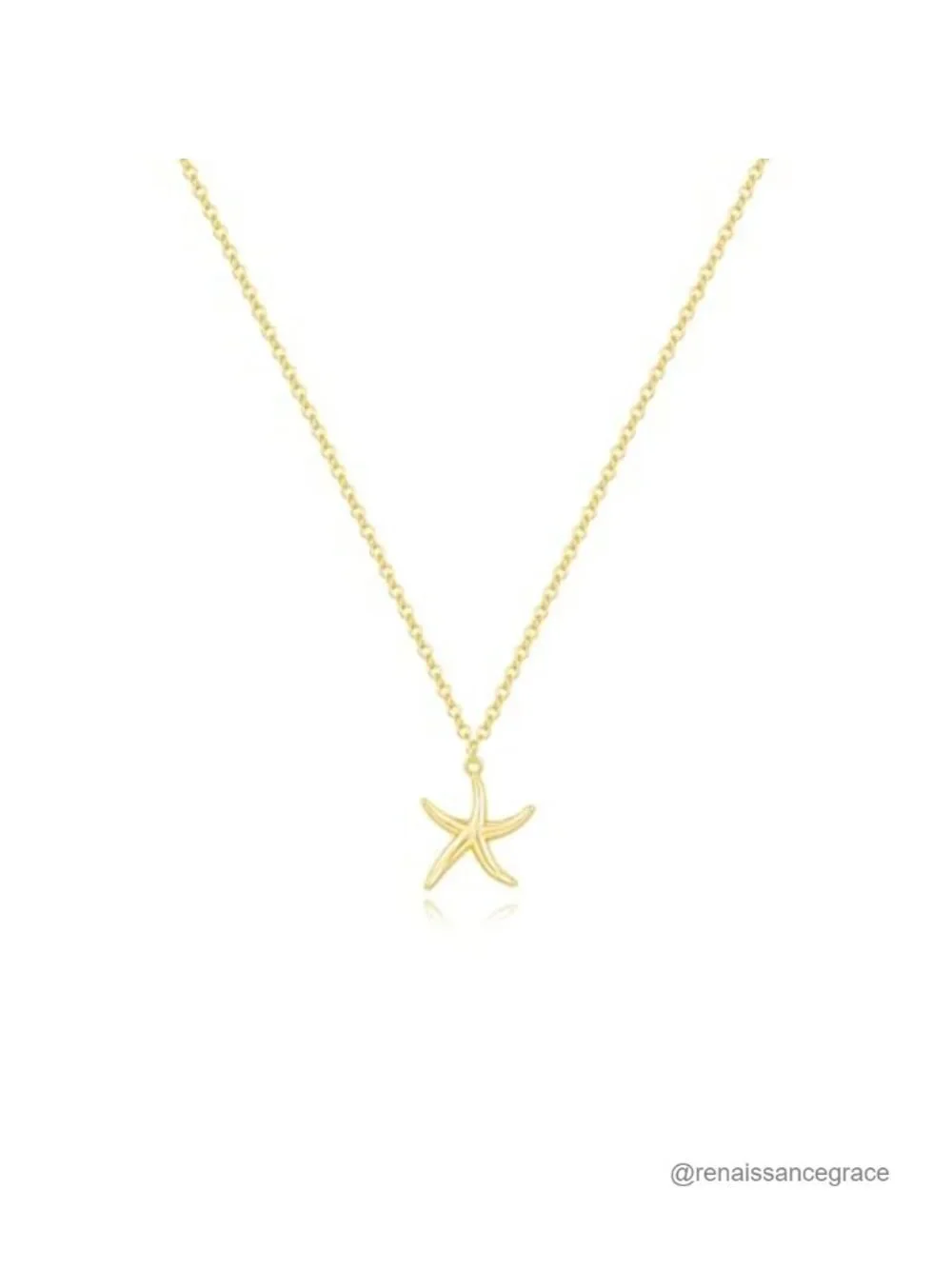 14K Gold Plated Dainty Pendant Necklace Women Starfish Layering